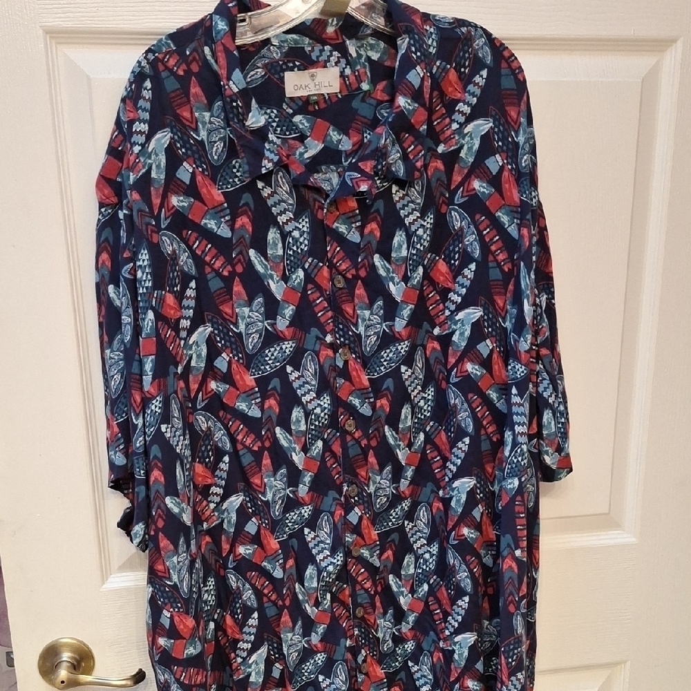 Mens Oak Hill Casual Short Sleeve Button Down Shirt Size 5X